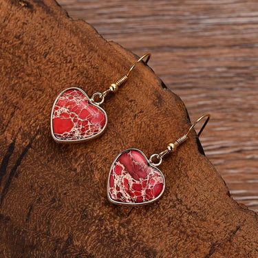 Tiny Hearts Big Love Jasper Dangle Earrings-Your Soul Place